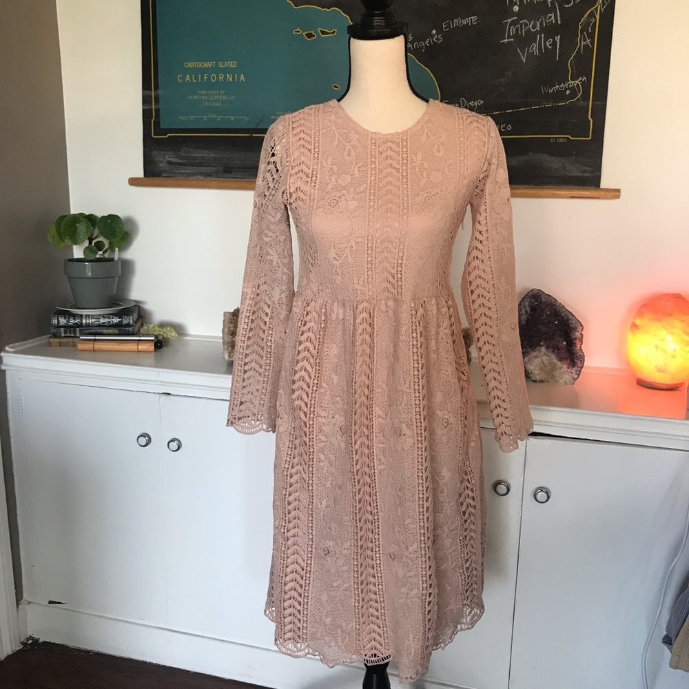 Tea n rose | blush pink | lace dress S